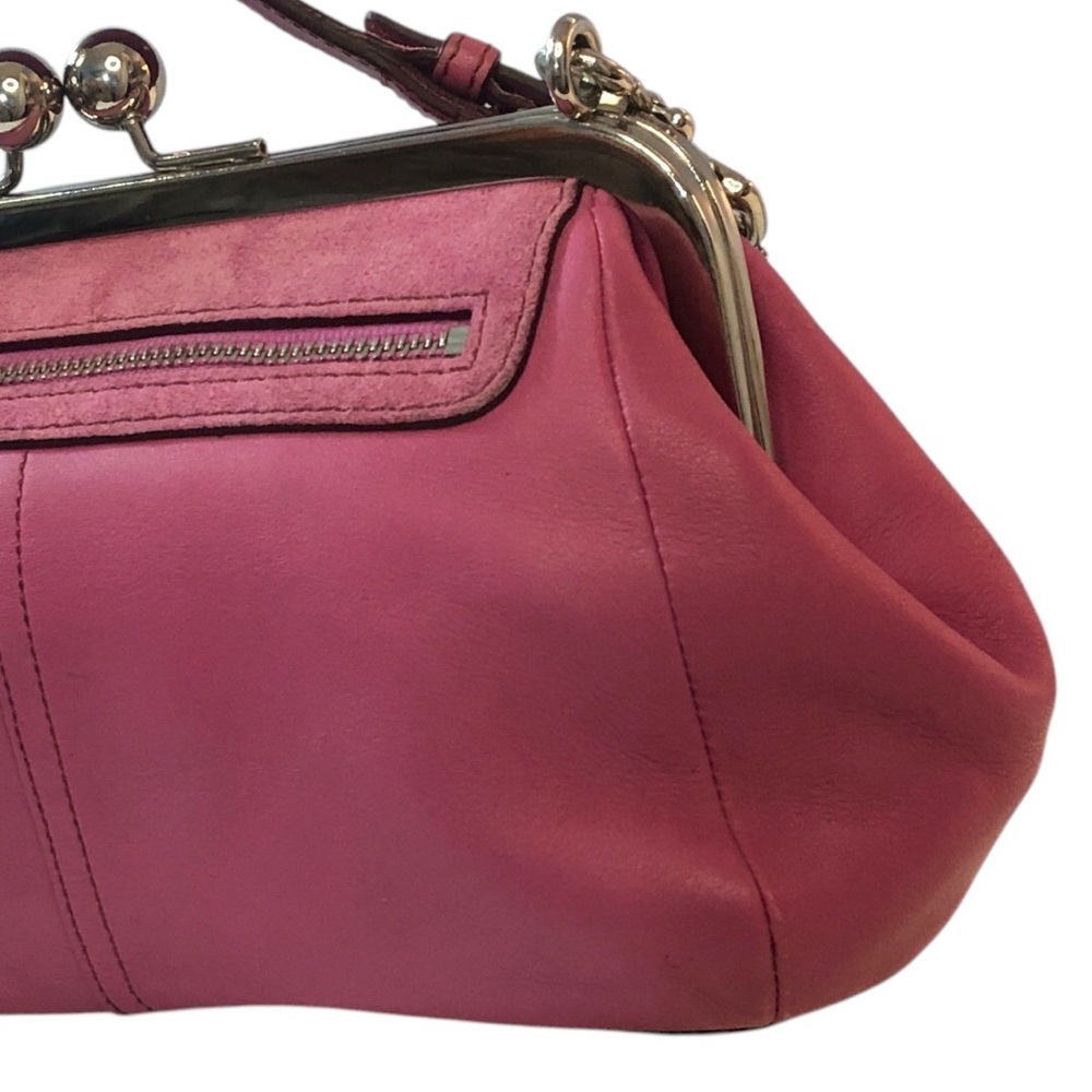 Coach Hamptons Framed “Ladies” Club 9734 Kiss Lock Orchid Pink Leather Purses - Picture 7 of 17